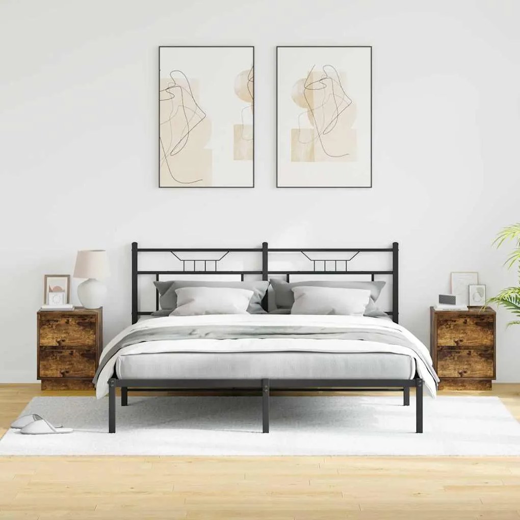 Criados-Mudos com Luzes LED 2 pcs Carvalho Defumado 39x34.5x50 cm