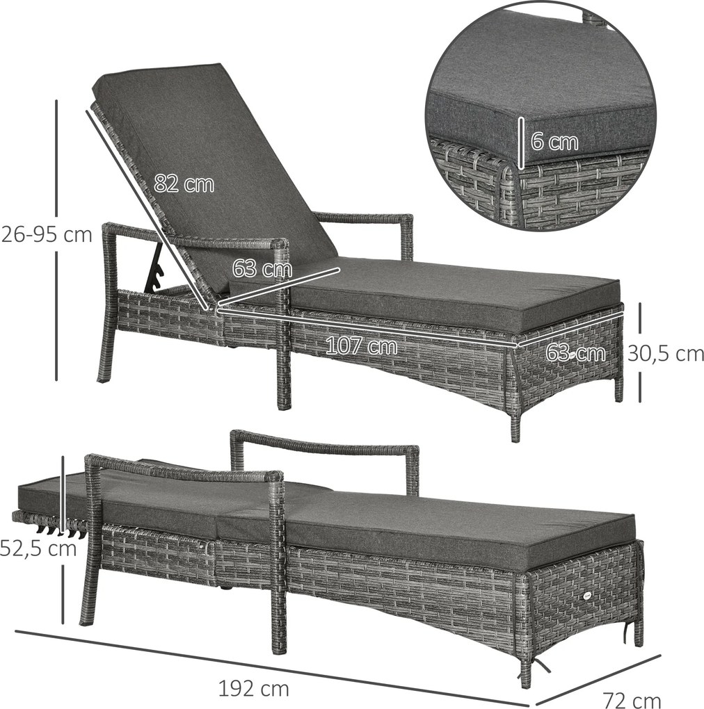 Espreguiçadeira de Vime de Jardim Espreguiçadeira com Encosto Ajustáve