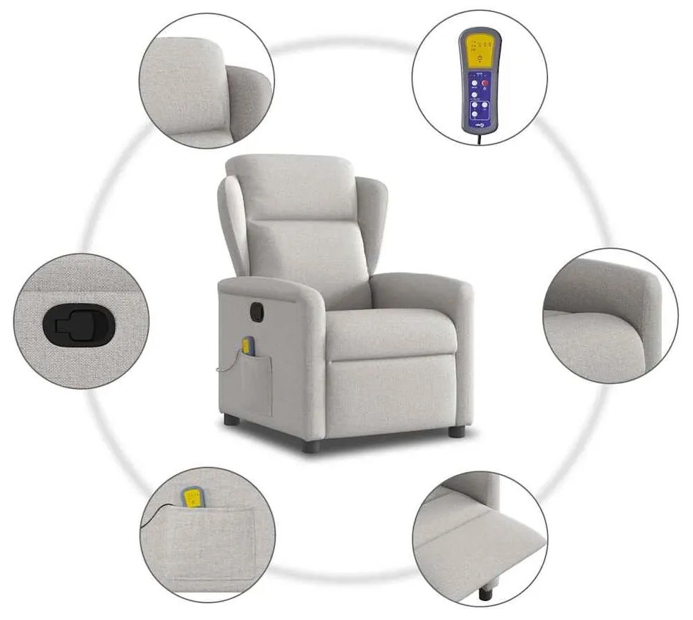 Cadeira de massagem reclinável tecido cinzento