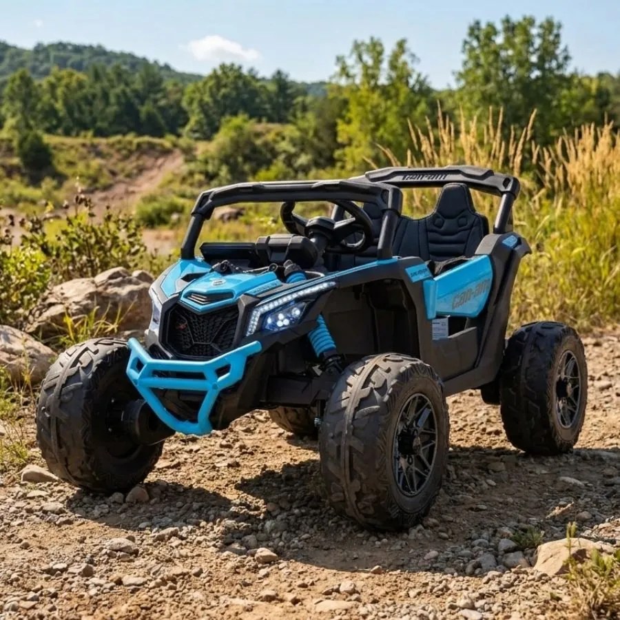 Buggy elétrico para Crianças ATV CAN-AM Maverick 24V 4x4 Rodas Espuma EVA, Assentos couro ecológico Azul