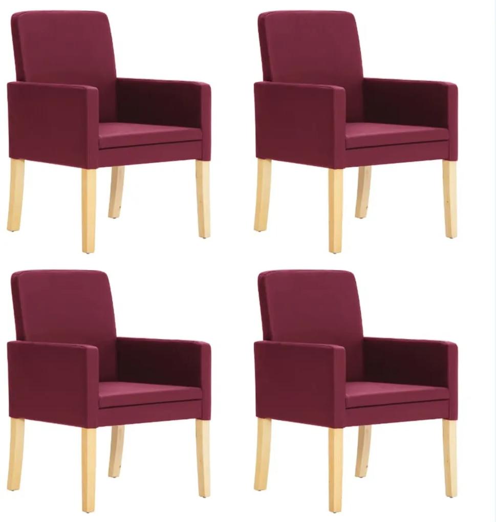 Cadeiras de jantar 4 pcs couro artificial vermelho tinto