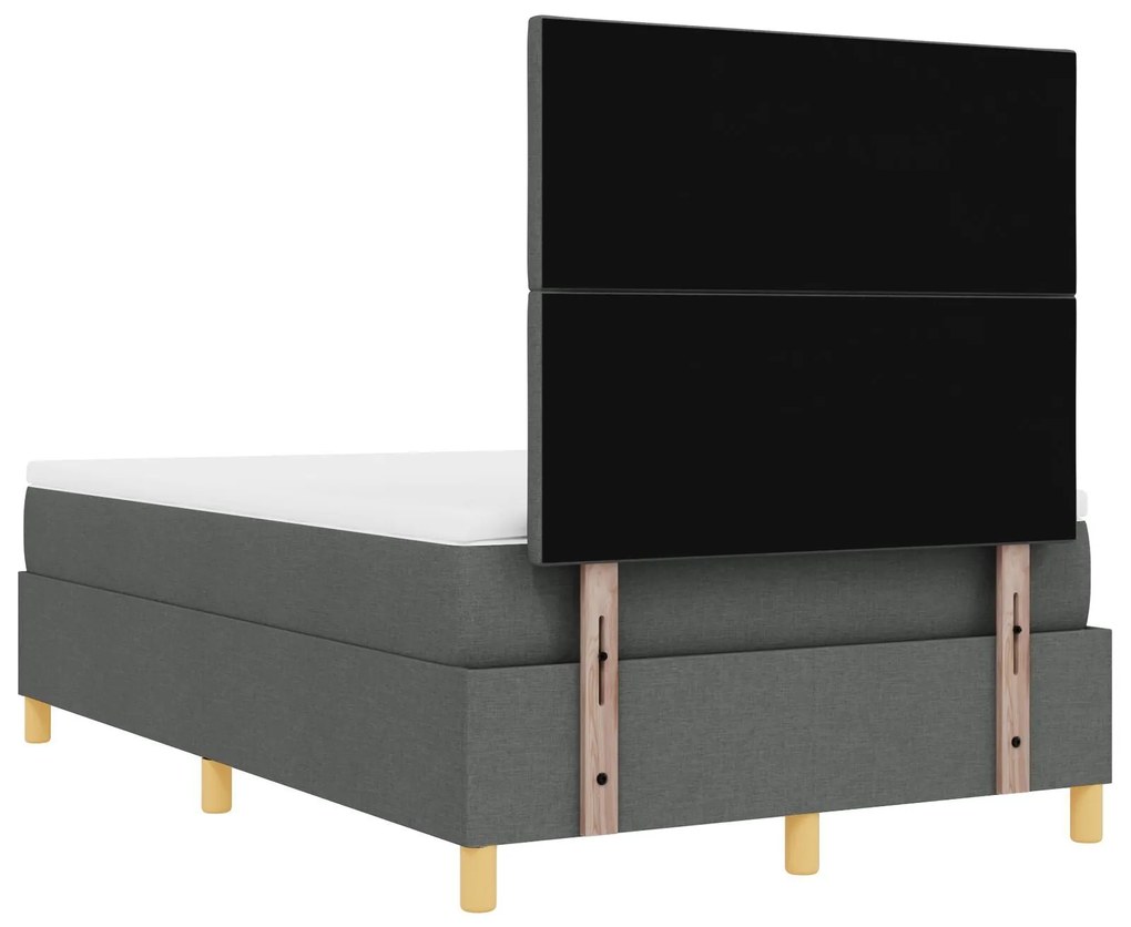 Cama Box Spring com Colchão e Banco Cinza Escuro 120x200 cm Tecido