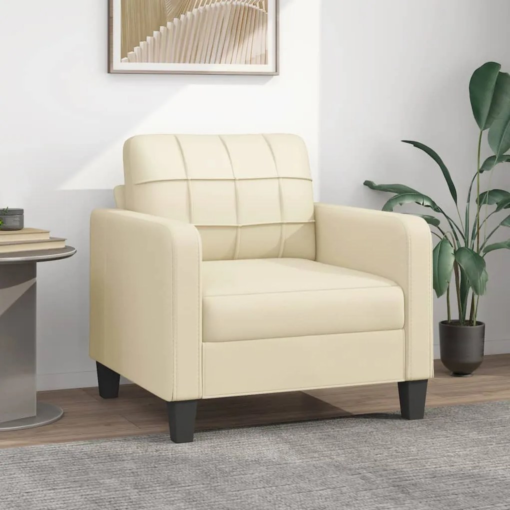 359108 vidaXL Poltrona 60 cm couro artificial creme