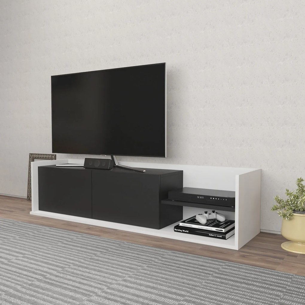 Móvel TV Krog – Branco/Antracite – 160x35x36,8 cm
