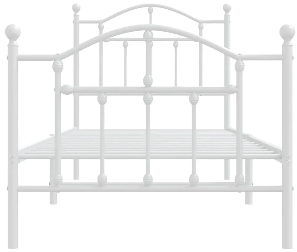 Estrutura de cama com cabeceira e pés 90x190 cm metal branco