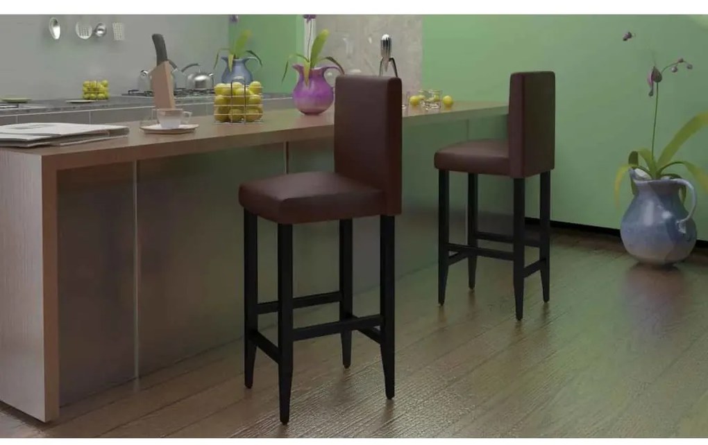 Bancos de bar 6 pcs couro artificial castanho-escuro
