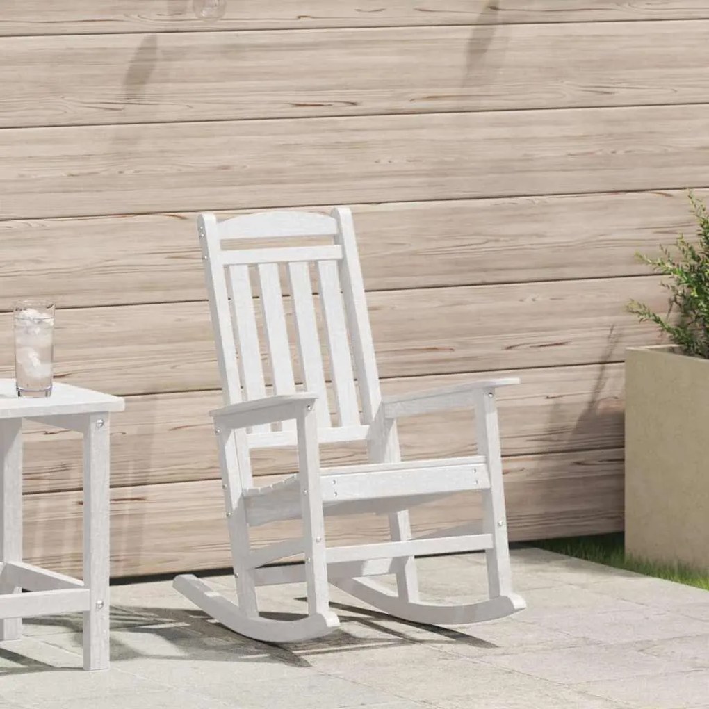 vidaXL Cadeira de Balanço para Jardim Branco 70 x 92 x 108cm Plástico