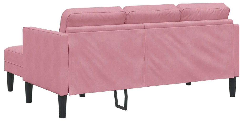 Sofá de 3 Lugares com Chaise em L Rosa Claro 160 cm Veludo