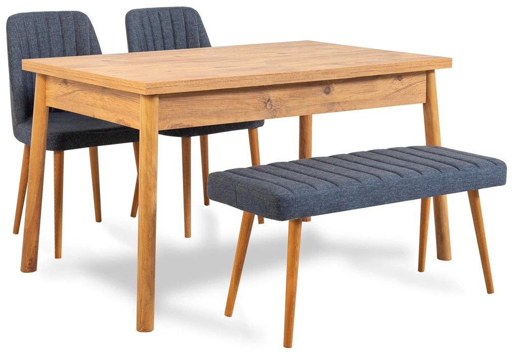 Conjunto de Mesa e Cadeiras Costa – Pinho Atlântico e Azul Marinho – M