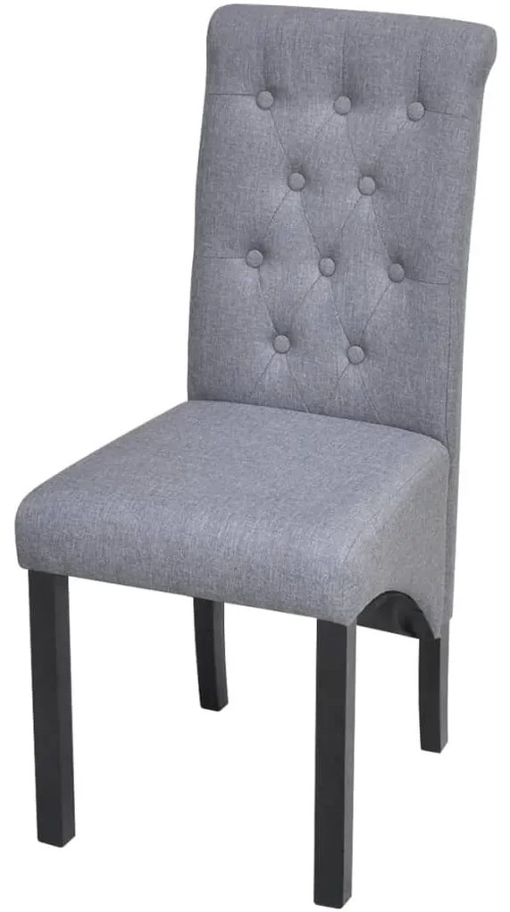 Cadeiras de jantar 4 pcs tecido cinzento-claro