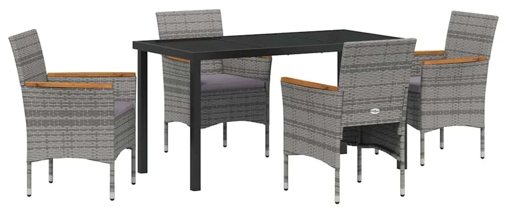 Conjunto de 5 Peças de Jantar para Jardim - Rattan Sintético Cinza