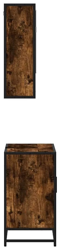 2 pcs conj. móveis casa de banho derivados madeira cor fumado