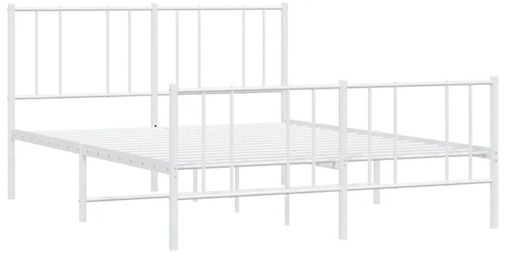 Estrutura de cama com cabeceira e pés 135x190 cm metal branco