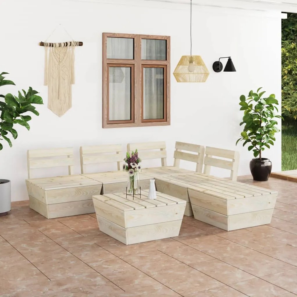 3063721 vidaXL 6 pcs conjunto lounge de paletes madeira de abeto impregnada