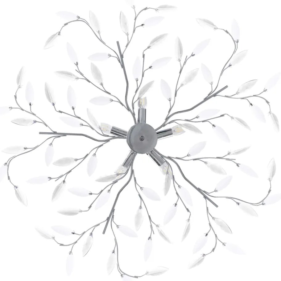 Candeeiro teto braços folhas de cristal acrílico 5 E14 branco