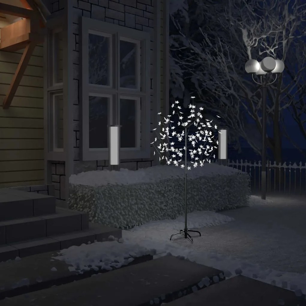 vidaXL Árvore de Natal 120 LED flor cerejeira luz branco frio 150 cm