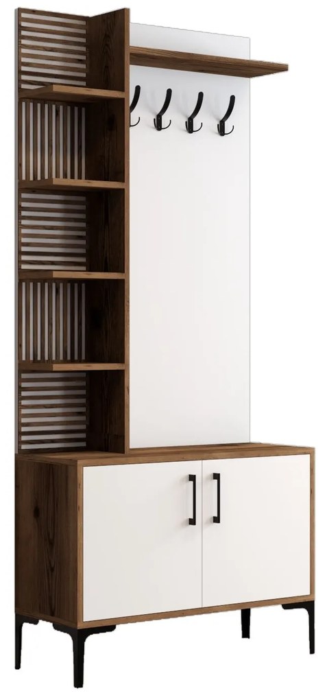 Cabide Viyana D – Nogueira e Branco – 90x200x35 cm