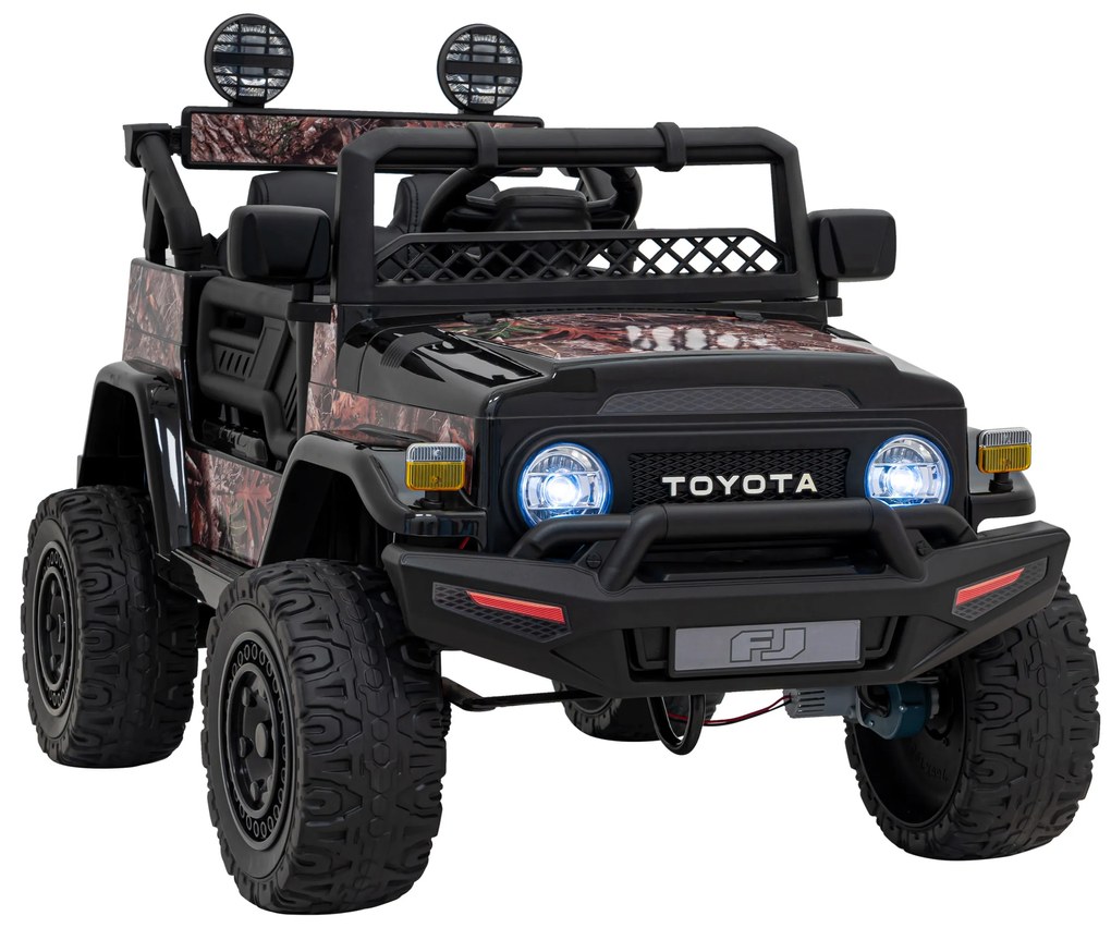 Jipe elétrico para Crianças Toyota FJ Cruiser 12V 4x4, Rodas Espuma EVA, Assentocouro ecológico Preto Camuflado