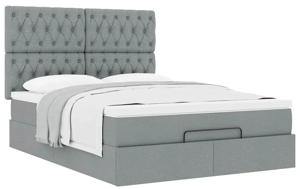 Estrutura de cama otomana com colchão 140x190 cm cinzento claro