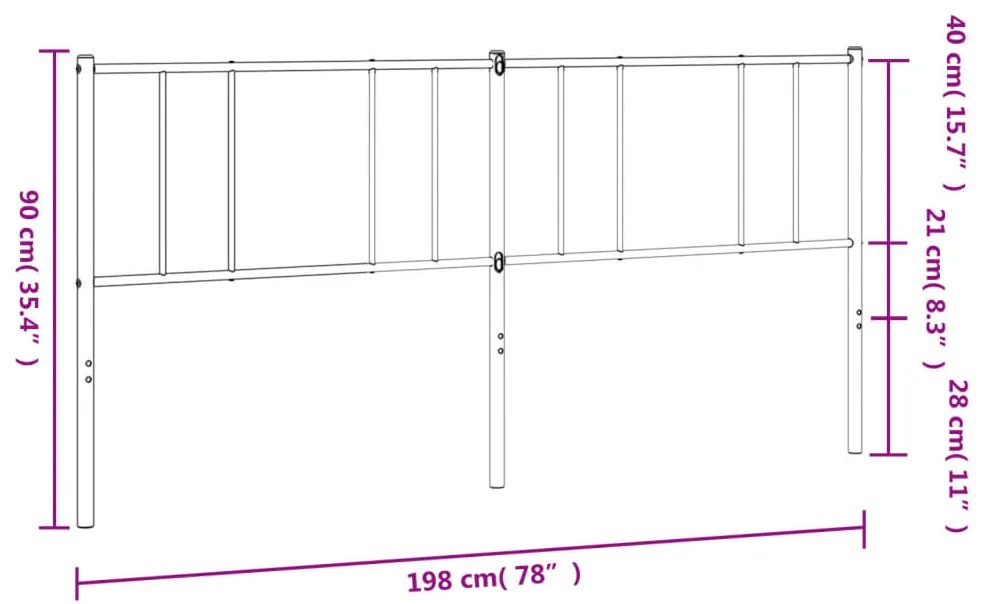 Cabeceira de cama 193 cm metal preto