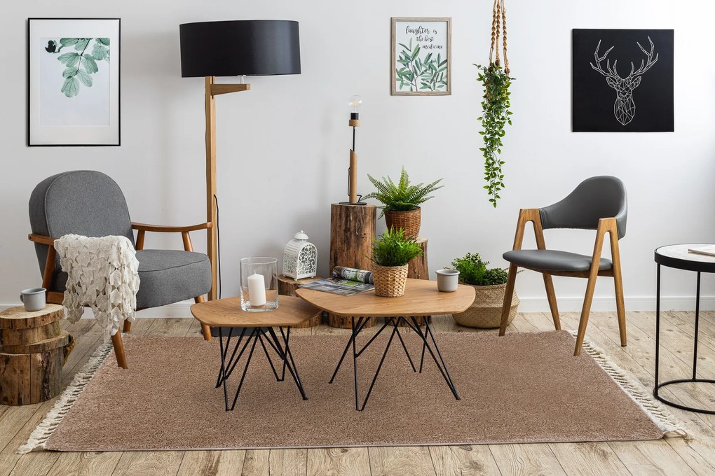 Tapete BERBER 9000 bege Franjas berbere marroquino shaggy