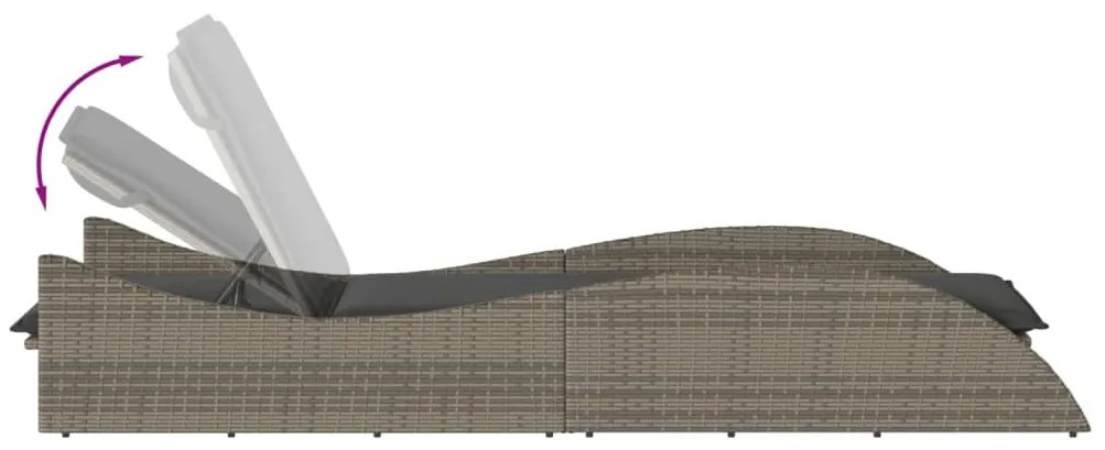 Espreguiçadeira com almofadão 60x205x73 cm vime PE cinzento