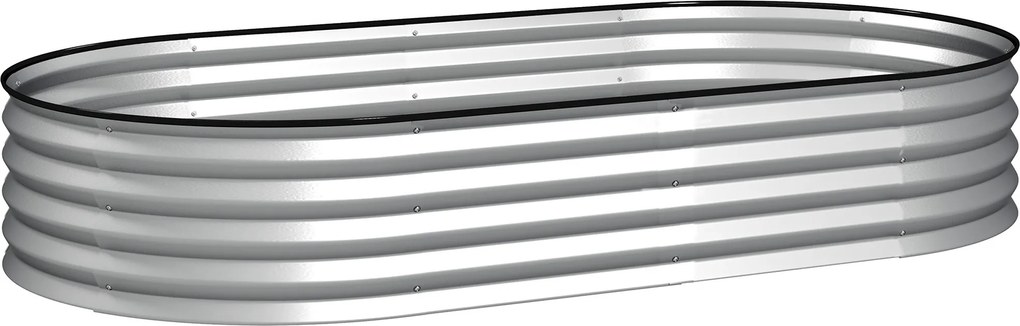 Outsunny Jardineira elevada em aço galvanizado canteiro de jardim borda de borracha 181 x 93 x 30 cm prata | Aosom Portugal