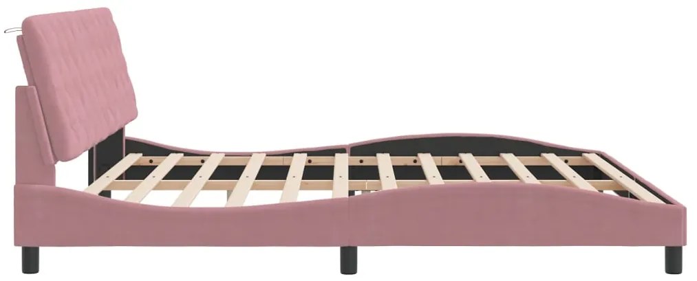Estrutura de cama c/ luzes LED 200x200 cm veludo rosa