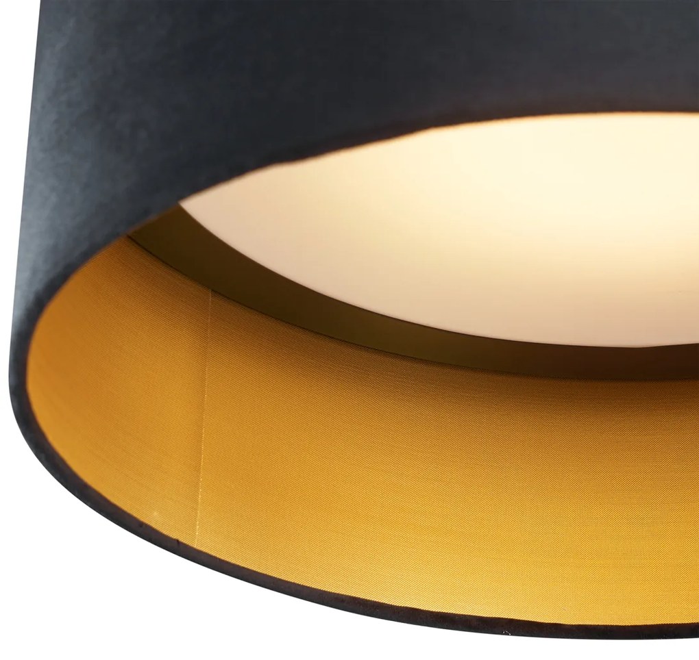 Plafon moderno veludo preto 40cm incl. LED regulável em 3 níveis - Sue