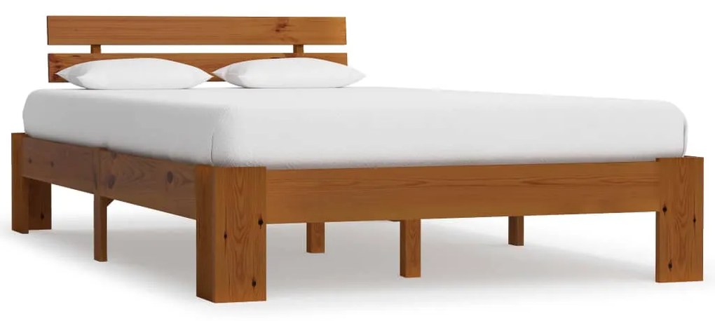vidaXL Estrutura cama c/ cabeceira 140x200cm pinho maciço castanho-mel
