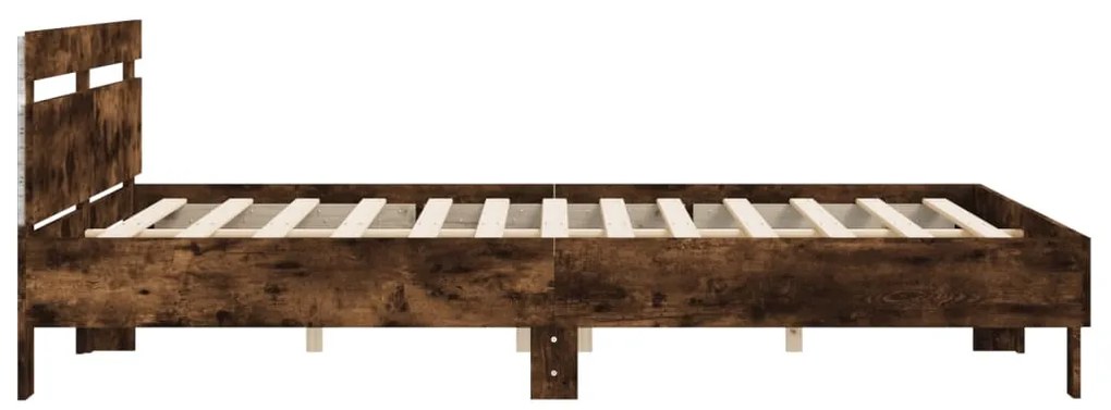 Estrutura cama c/ cabeceira/luzes LED 160x200cm carvalho fumado