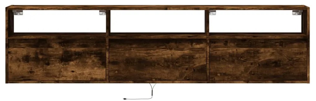 Móvel de parede p/ TV c/ luzes LED 180x31x45 cm carvalho fumado