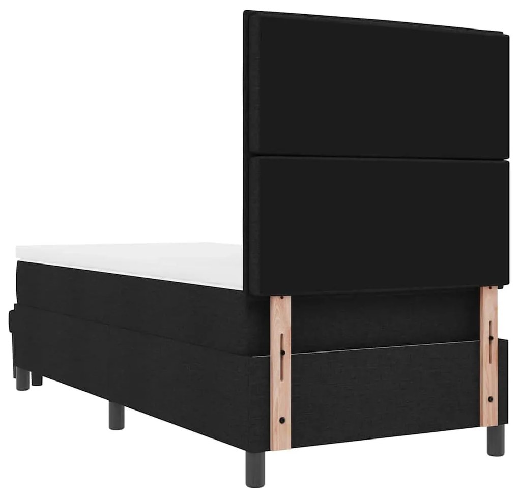 Cama Box com Colchão e Banco Preto 100x200 cm Tecido