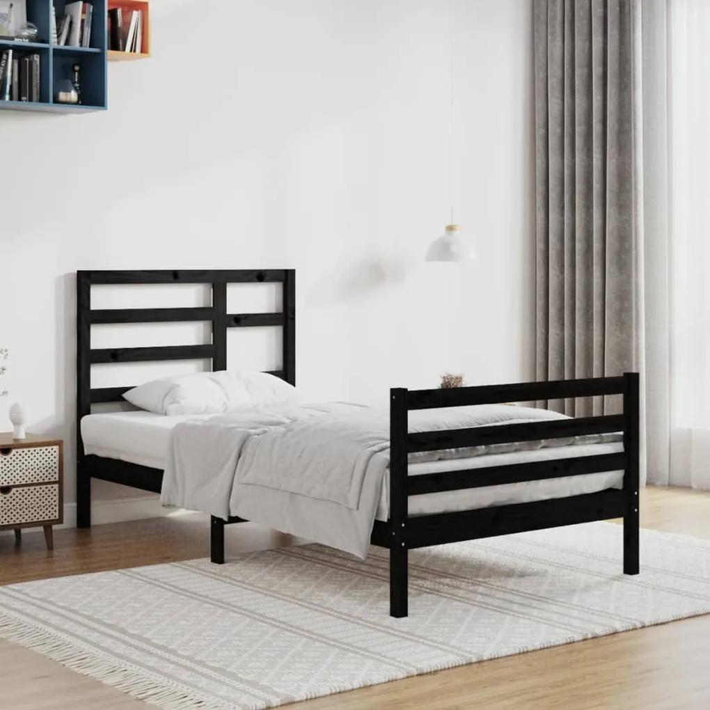 Estrutura de cama 90x200 cm madeira maciça preto