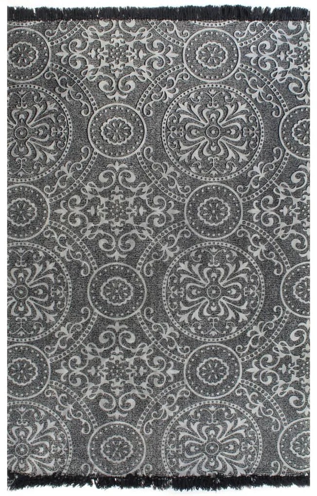vidaXL Tapete Kilim em algodão 120x180 cm com padrão cinzento