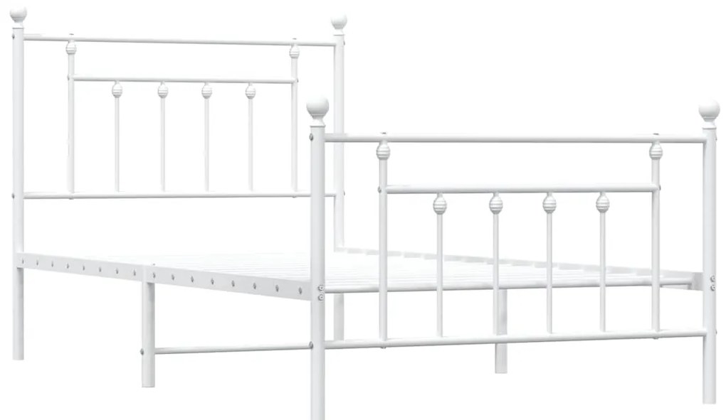 Estrutura de cama com cabeceira e pés 100x190 cm metal branco