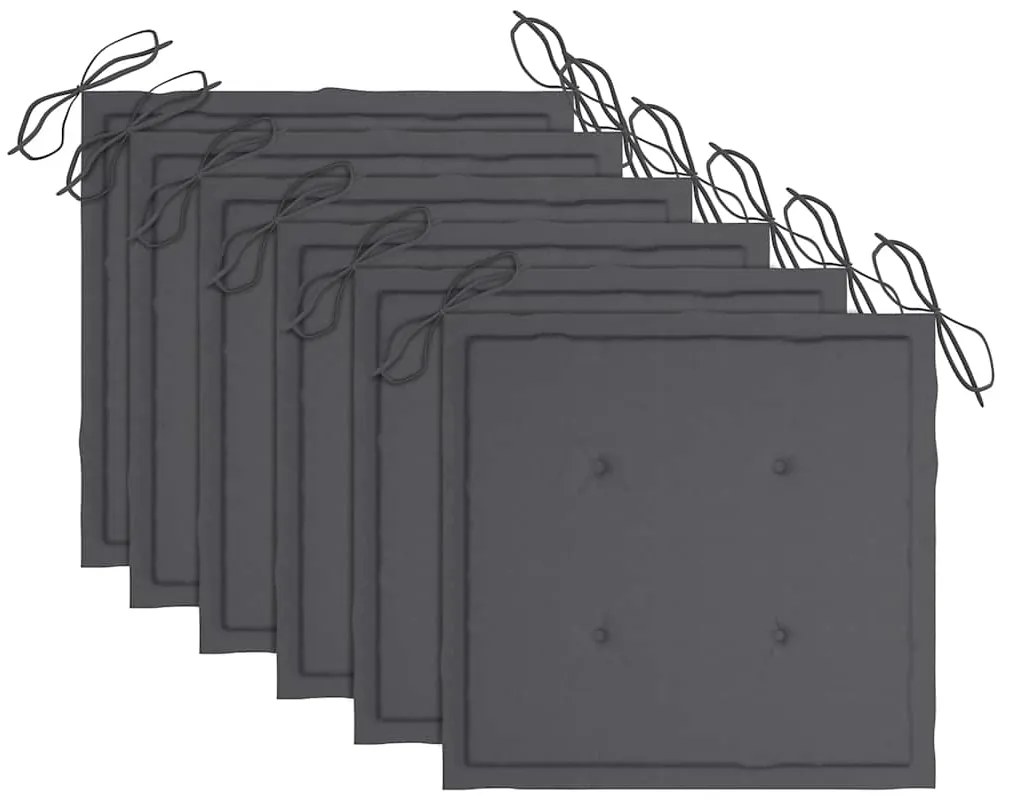 Cadeiras de jantar p/ jardim 6 pcs c/ almofadões acácia maciça