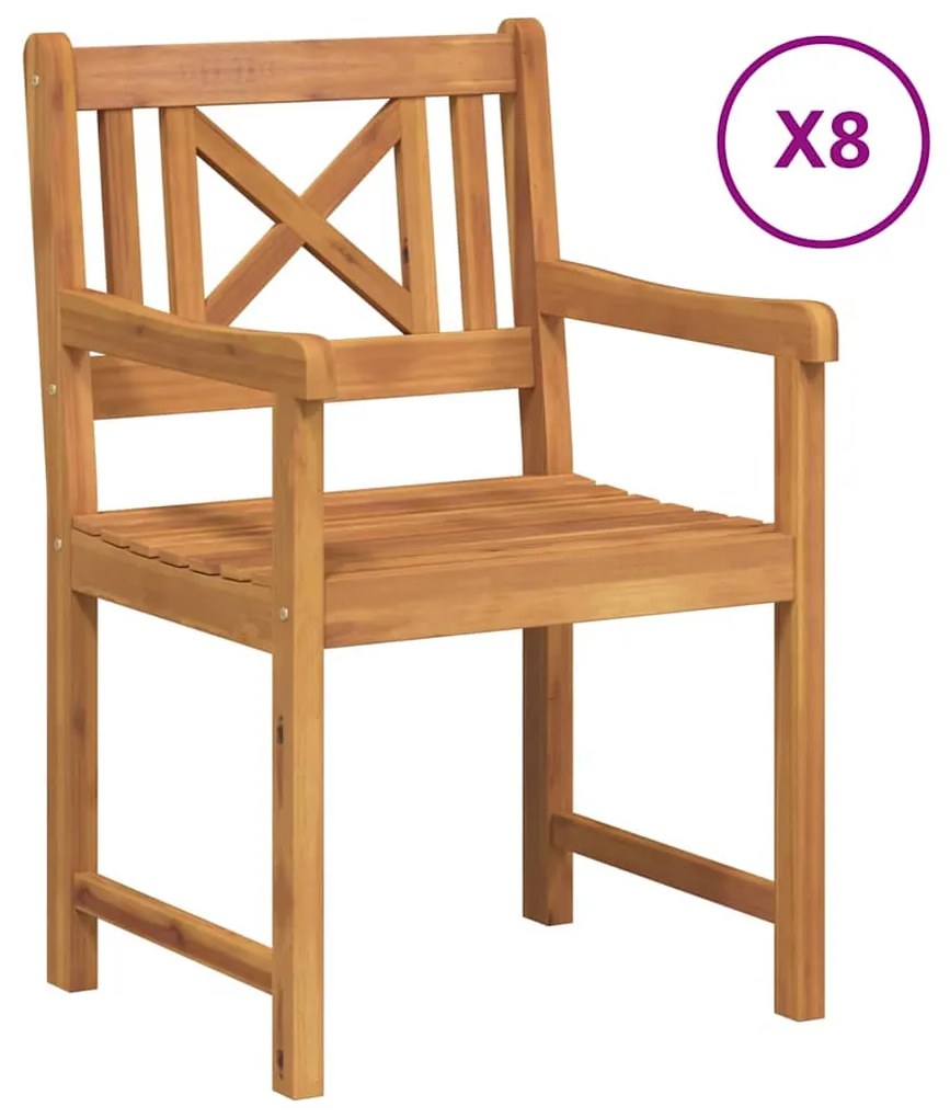 Cadeiras de Jardim vidaXL 8 pcs 56x55.5x90 cm Madeira Sólida de Acácia