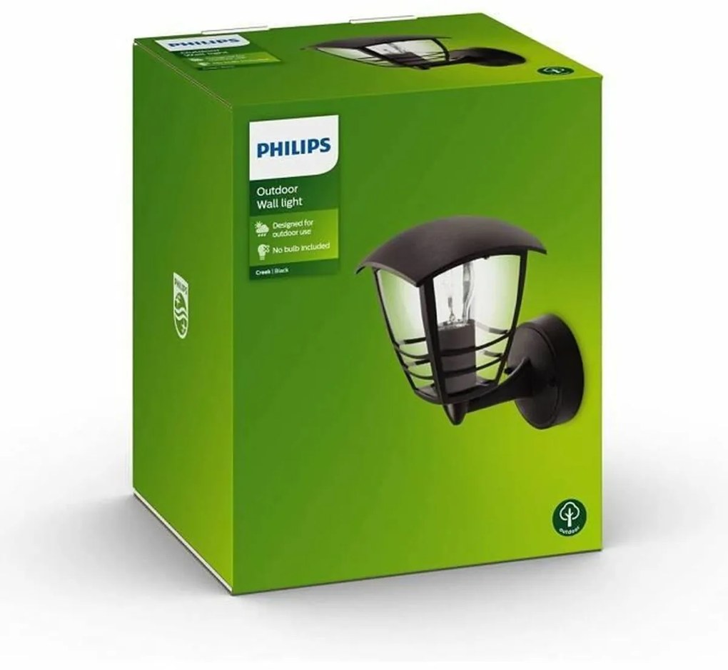 Luz de Parede Philips My Garden Creek Preto Alumínio A 60 W E27