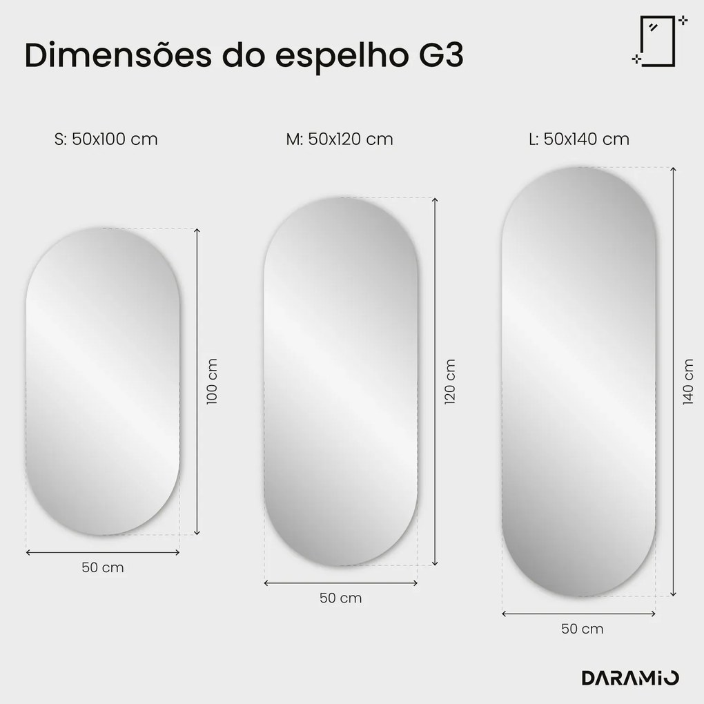 Espelho oblongo com luz G3