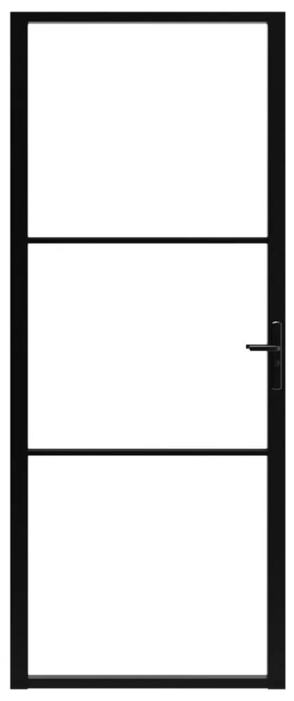 Porta de interior em vidro ESG e alumínio 93x201,5 cm preto