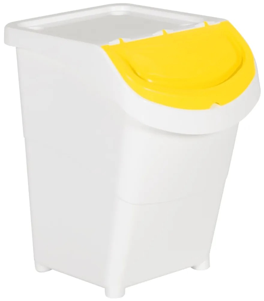 Caixotes do lixo com tampa empilháveis 3 pcs 120 L PP branco