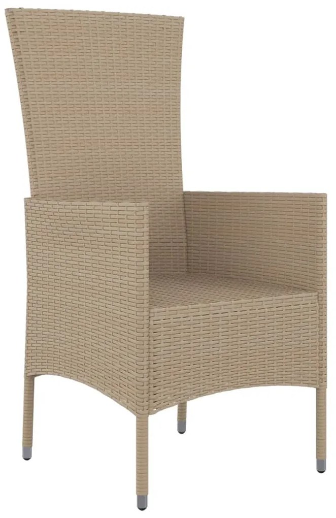Cadeiras de jardim com almofadões 4 pcs vime PE bege