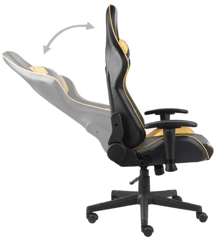 Cadeira de gaming giratória PVC dourado