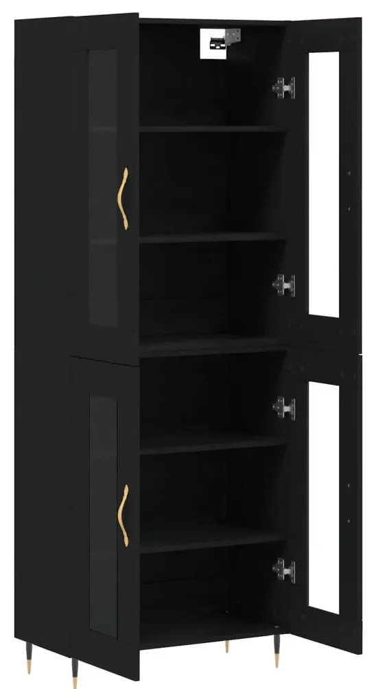 Armário alto 69,5x34x180 cm derivados de madeira preto