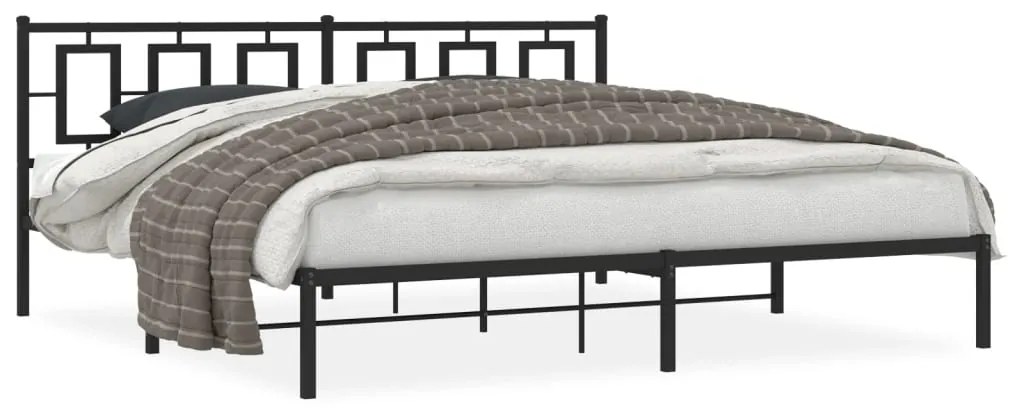 374247 vidaXL Estrutura de cama com cabeceira 193x203 cm metal preto
