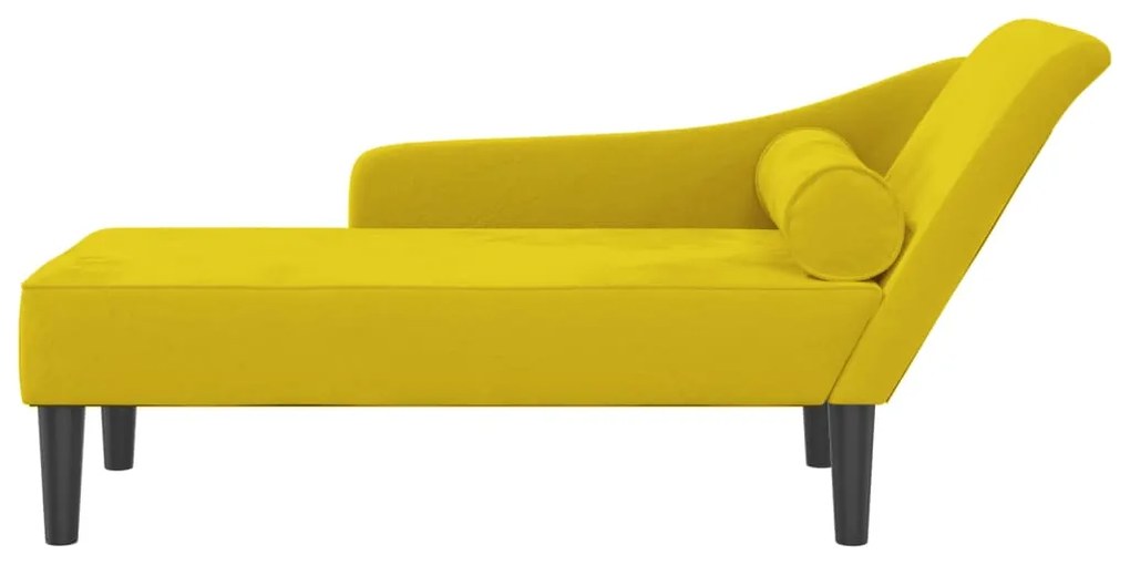 Chaise longue com almofadões veludo amarelo