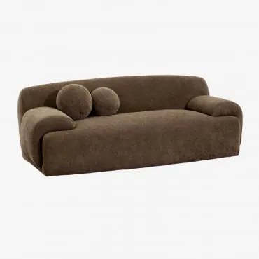 Sofá De 2 Lugares Estofado Shirina Chenille Castanho Café - Sklum