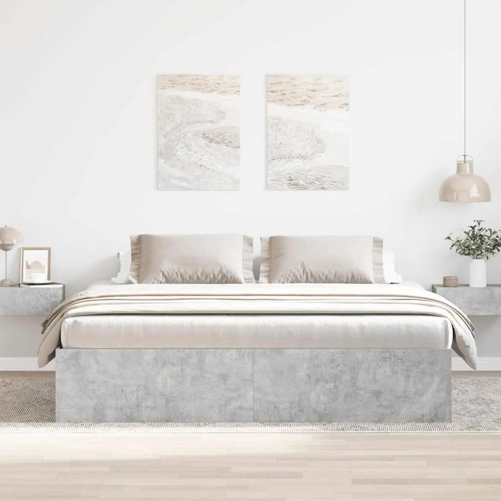 Estrutura de cama 200x200 cm cinza cimento