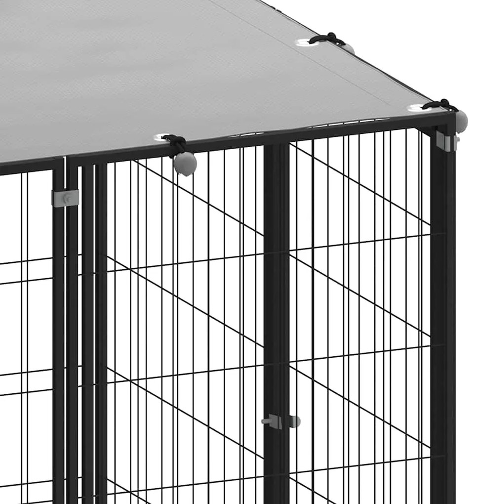 Canil para cães 330x110x110 cm aço preto